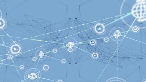 Futuristic Digital Network with Global Connection Icons