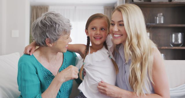 Three Generations of Women Smiling Together at Home - Download Free Stock Images Pikwizard.com