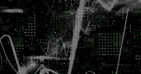 Abstract Matrix Grid Pattern with Overlay Graphics Illustrating Datastream