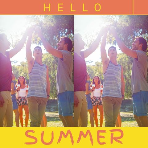 Vibrant Summer Party with Friends Toasting in Sunlit Park