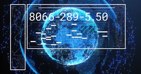 Digital Interface Over Blue Globe with Data Visualization - Download Free Stock Images Pikwizard.com