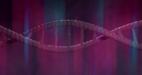 Shimmering DNA Helix in Abstract Futuristic Lightscape