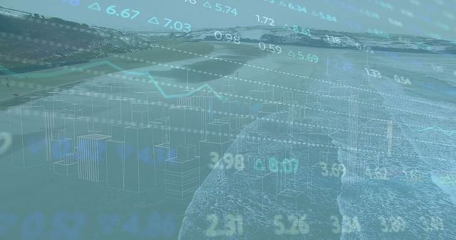 Digital Analytics Overlay Coastline Innovation Visualization