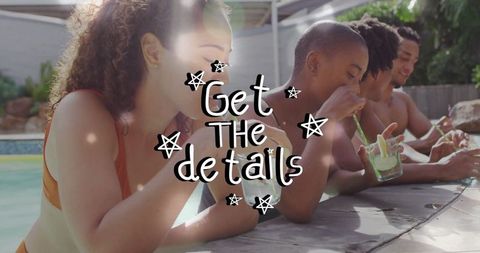 Friends Relaxing by Pool in Backyard Summer Hangout