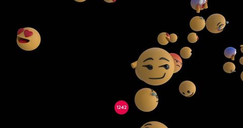 Floating Emojis on Black Background with Social Media Notifications - Download Free Stock Images Pikwizard.com