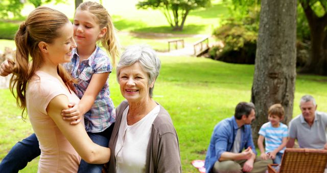 Happy Three-Generation Family Enjoying Time Outdoors in Park - Download Free Stock Images Pikwizard.com