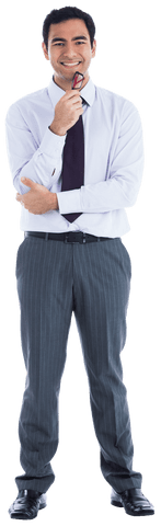 Smiling Businessman with Glasses on Transparent Background