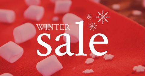 Winter Sale Advertisement with Snowflakes and Marshmallows - Download Free Stock Images Pikwizard.com