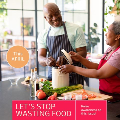 senior couple advocating to reduce food waste at home - Download Free Stock Templates Pikwizard.com