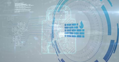 Digital Data Security Interface with Lock and Firewall Icons - Download Free Stock Images Pikwizard.com