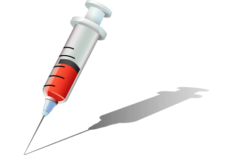 Transparent syringe illustration with needle on white background