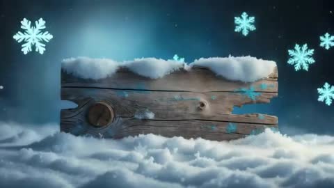 Winter Snowflakes Passing Over Wooden Sign in Serene Setting