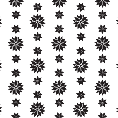Geometric Black Floral Pattern on Transparent Background