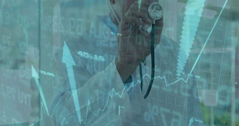 Doctor Analyzing Financial Growth with Medical Charts