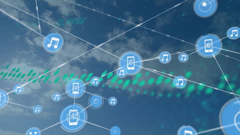 Digital Social Network Icons in Cloudscape Connection