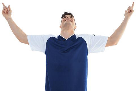 Joyful Sportsman Celebrating Triumph with Raised Arms Transparent