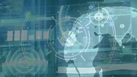 Digital Data Processing Overlay on World Globe