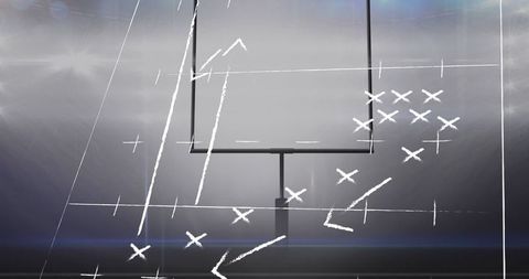 Abstract stadium strategy with digital interface overlay