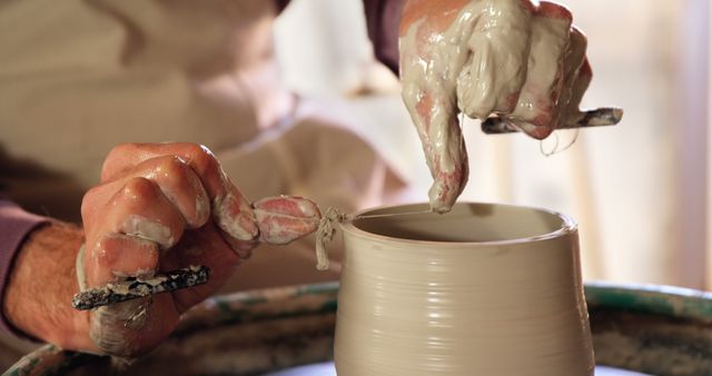 Potter Handcrafting Ceramic Vase on Wheel - Download Free Stock Images Pikwizard.com