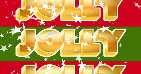 Festive Merry Christmas Jolly Text with Stars and Stripes