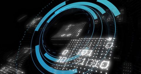 Binary Code and Digital HUD Interface with Futuristic Design - Download Free Stock Images Pikwizard.com