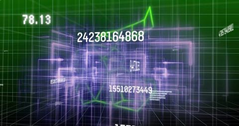 Futuristic Digital Data Visualization with Floating Numbers