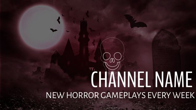 Gaming Channel Banner with Ominous Castle and Skull for Horror Gameplay - Download Free Stock Templates Pikwizard.com