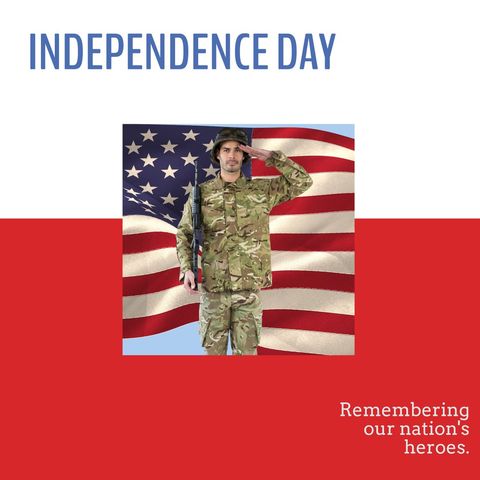 Independence Day Celebration with Soldier and American Flag - Download Free Stock Templates Pikwizard.com