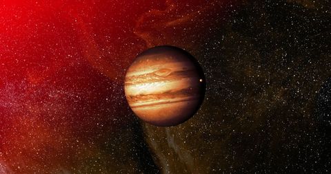 Jupiter in Red Nebula Cosmic Scene - Download Free Stock Images Pikwizard.com