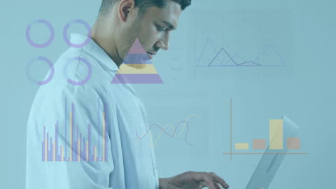 Doctor Analyzing Modern Data Analytics with Innovative Technology