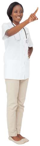 Smiling African American Female Doctor Pointing with Transparent Background - Download Free Stock Videos Pikwizard.com