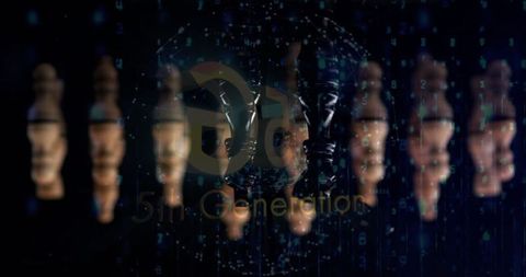 5g technology with binary code and digital network