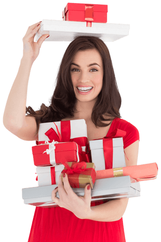 smiling woman holding holiday gifts with transparent background - Download Free Stock Videos Pikwizard.com