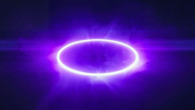 Glowing Neon Purple Ring Amidst Mystical Dark Space