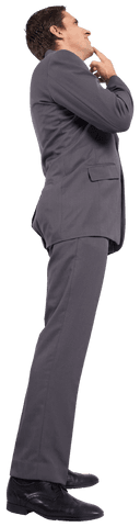 Transparent Thinking Businessman in Gray Suit Gazing Up - Download Free Stock Videos Pikwizard.com