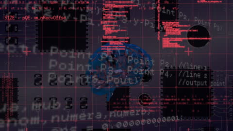 Digital Brain and Code Over Computer Circuit Board Animation