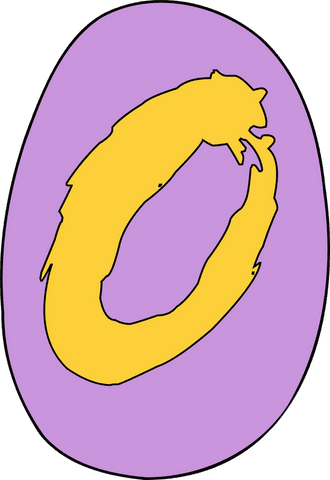 Abstract Golden Brushstroke Ring on Lavender Oval with Transparent Background