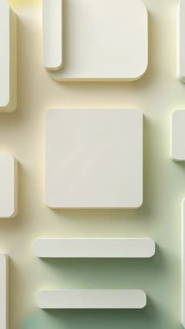 Minimalist vertical video featuring cream 3D rounded blocks floating over yellow-green gradient