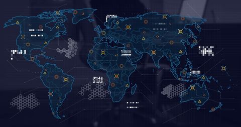 Global Technology Network with Circuit Design and Map Overlay - Download Free Stock Images Pikwizard.com