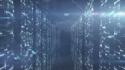 Digital Data Streams Flowing in Technology Depth Design