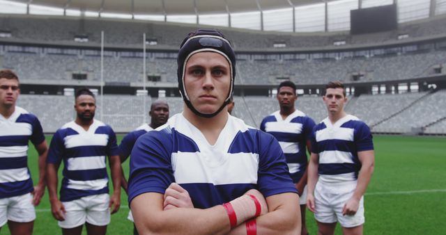 Rugby Team Standing on Field in Stadium - Download Free Stock Images Pikwizard.com