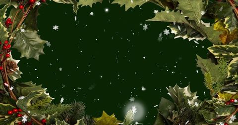 Festive Wreath Borders Winter Snowy Night