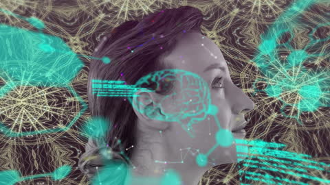 Digital Interface Visualization on Woman's Profile with Neural Data