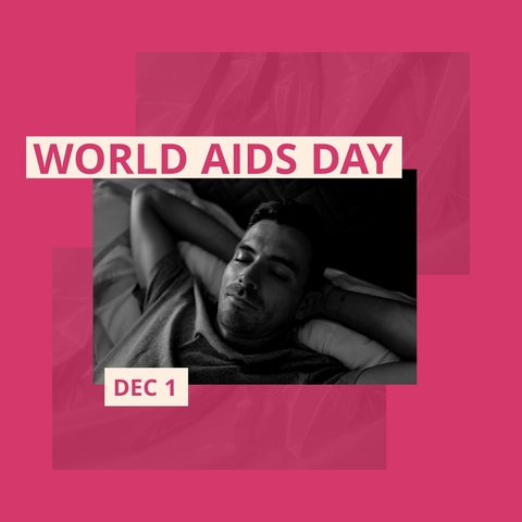 world aids day awareness with resting caucasian man - Download Free Stock Templates Pikwizard.com