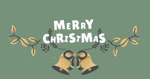Festive Merry Christmas Greeting with Bells on Green Background - Download Free Stock Images Pikwizard.com
