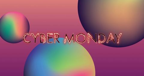 Cyber Monday Promo with Vibrant Abstract Spheres