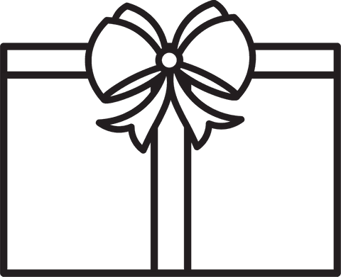 Gift Box Outline with Bow on Transparent Background