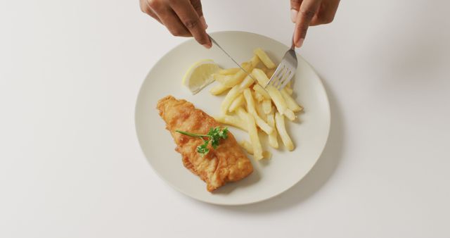 Hands Enjoying Crispy Fish and Chips Meal - Download Free Stock Images Pikwizard.com