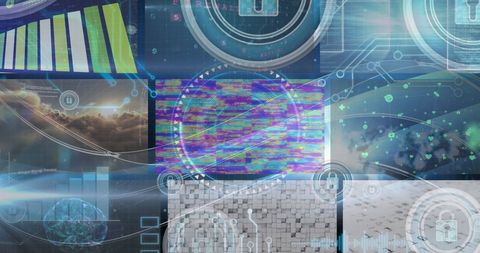 Futuristic Digital Data Processing with Secure Connections and Networks - Download Free Stock Images Pikwizard.com