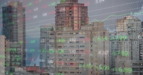 Financial Graph Overlay on Urban Cityscape